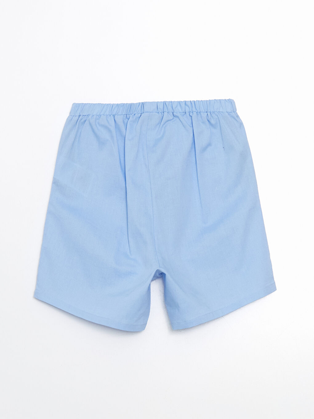 Mavi Beli Lastikli Keten Karışımlı Kız Çocuk Şort-1
