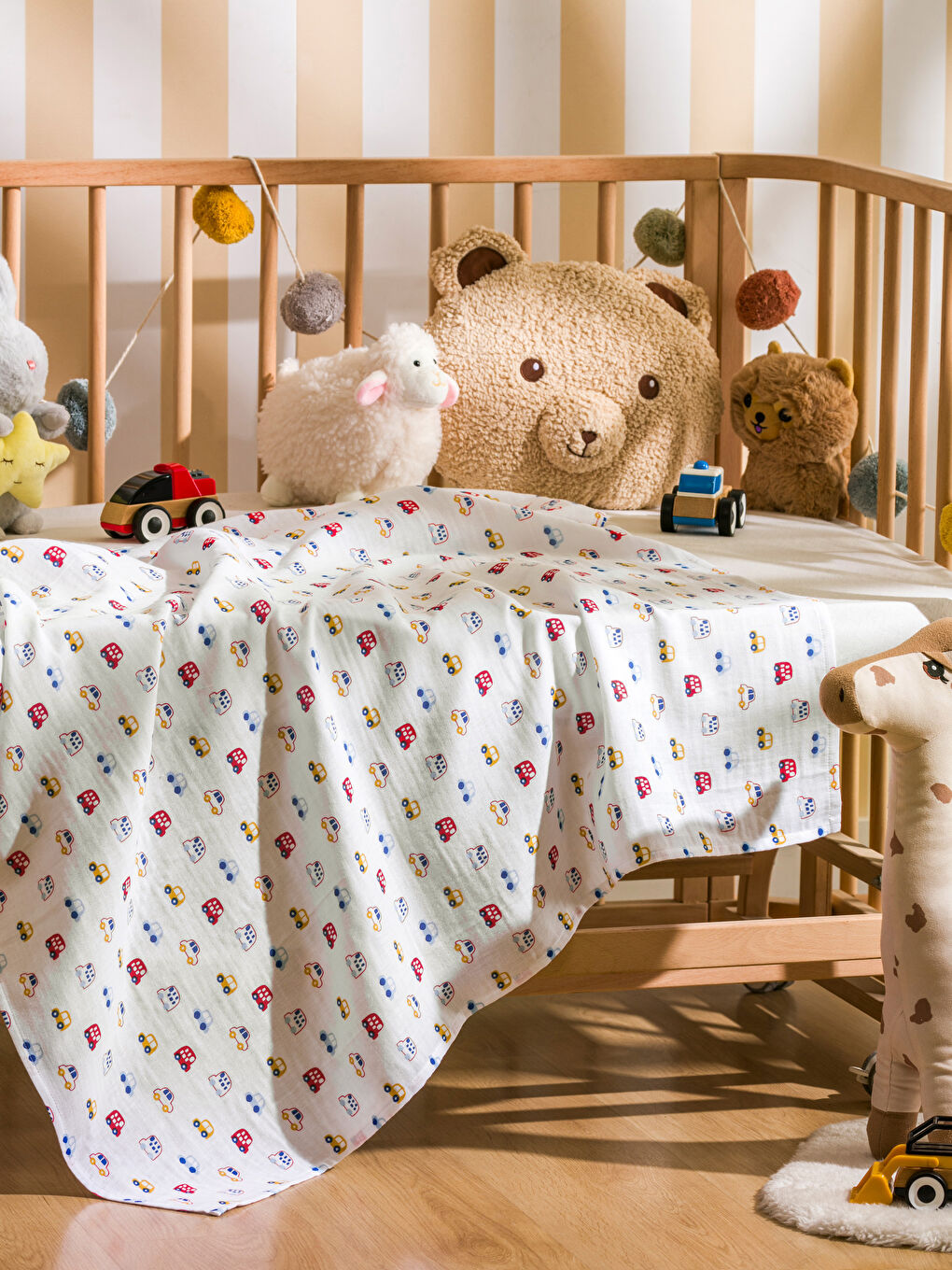 LCW baby Ekru Baskılı Bebek Müslin Örtü 90x100 cm