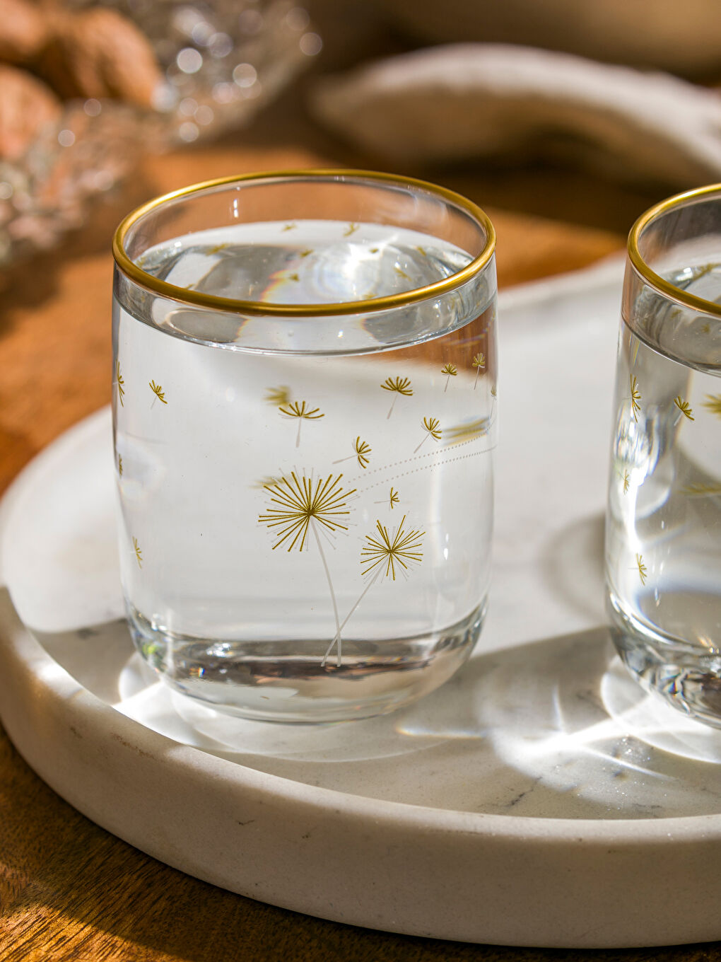 Flower Printed Glass Water Glass Set of 3 280 ml-2