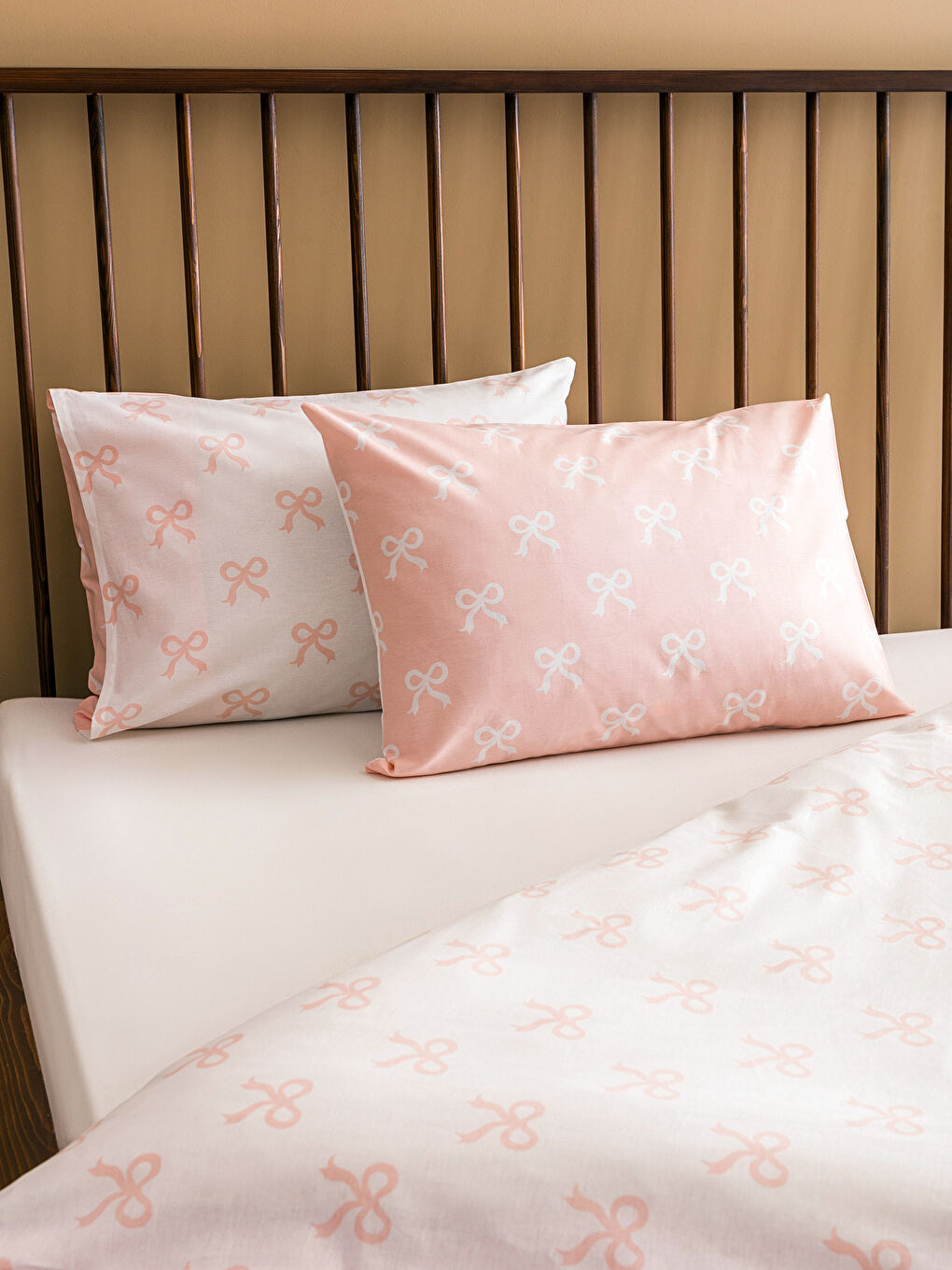 LCW HOME Pembe Fiyonk Desenli Çift Kişilik Nevresim Seti - 2
