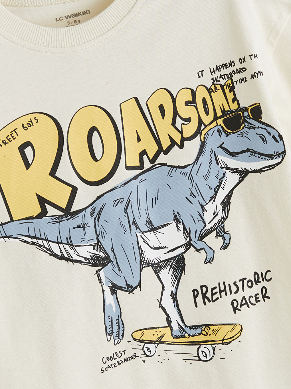 Bej Dinozor Baskılı Erkek Çocuk Tişört-2