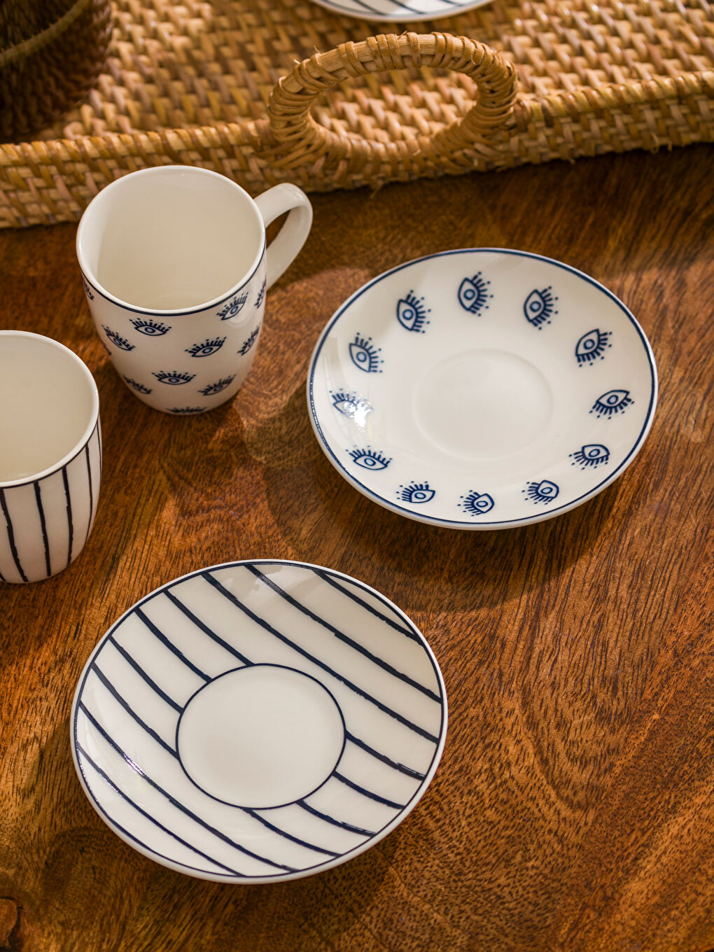 Mavi Baskılı 2 Kişilik Porselen Kahve Fincan Takımı 90 ml-4