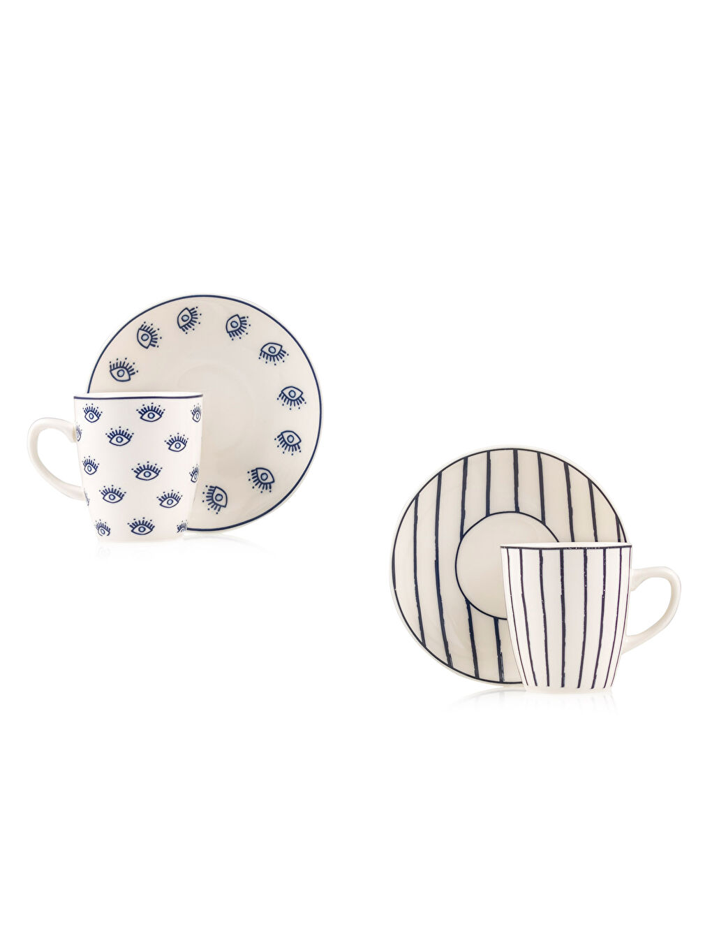 Mavi Baskılı 2 Kişilik Porselen Kahve Fincan Takımı 90 ml-6