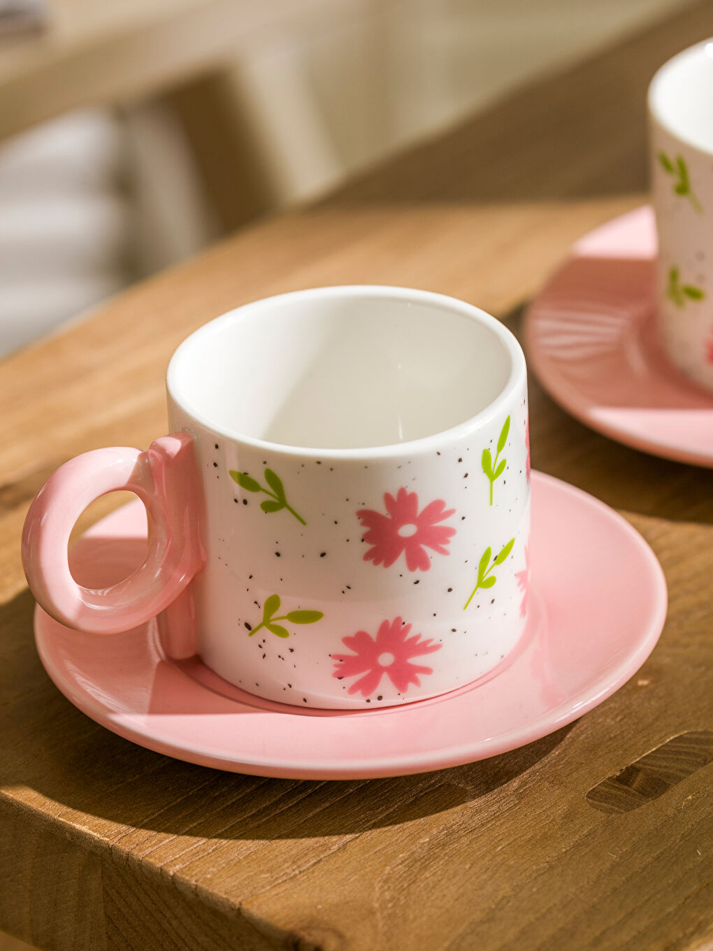LCW HOME Set porcelanskih šoljica za kafu za 2 osobe sa cvetnim printom 90 ml -S5FR26Z8-F9C