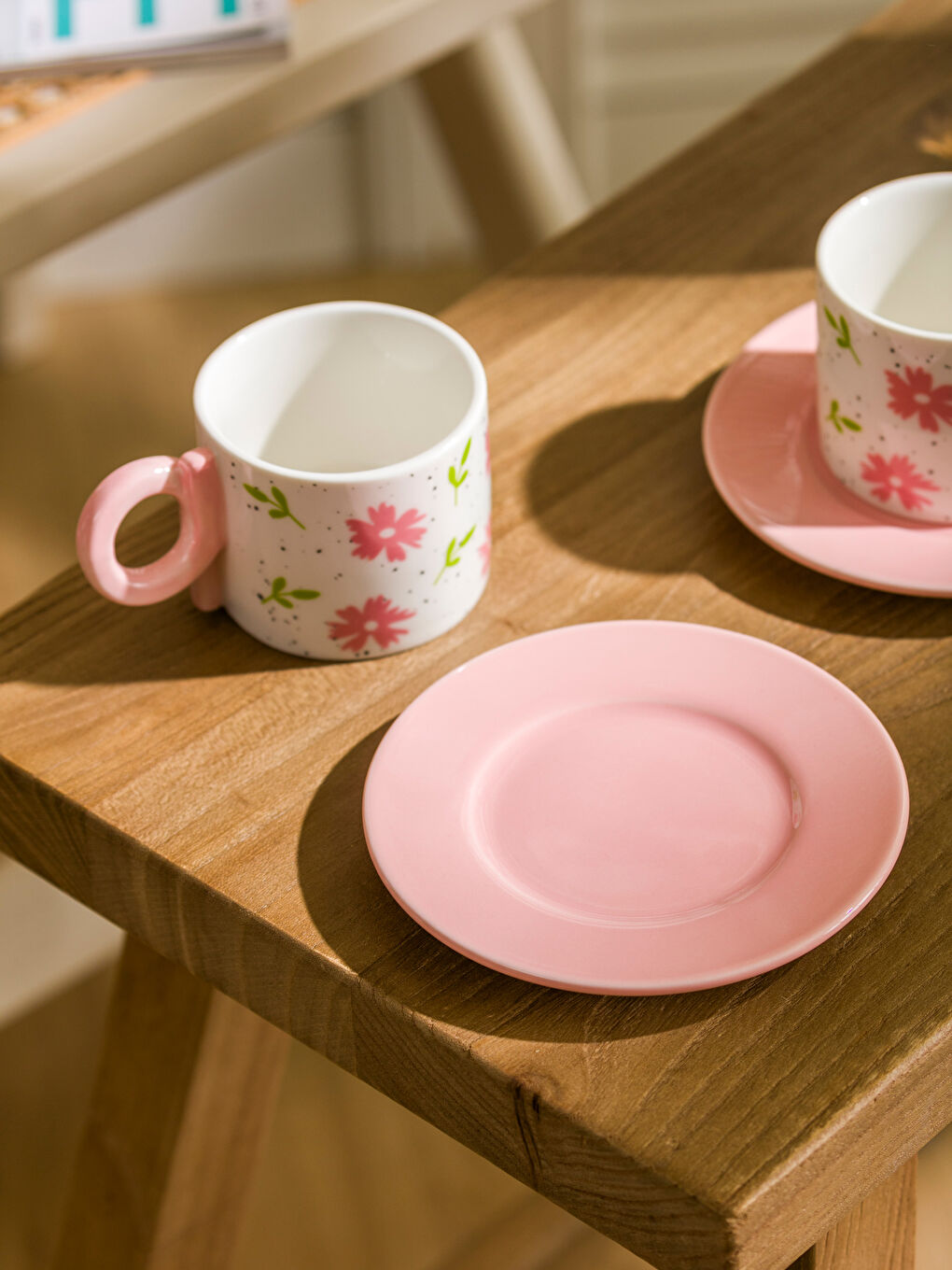 LCW HOME Set porcelanskih šoljica za kafu za 2 osobe sa cvetnim printom 90 ml -S5FR26Z8-F9C