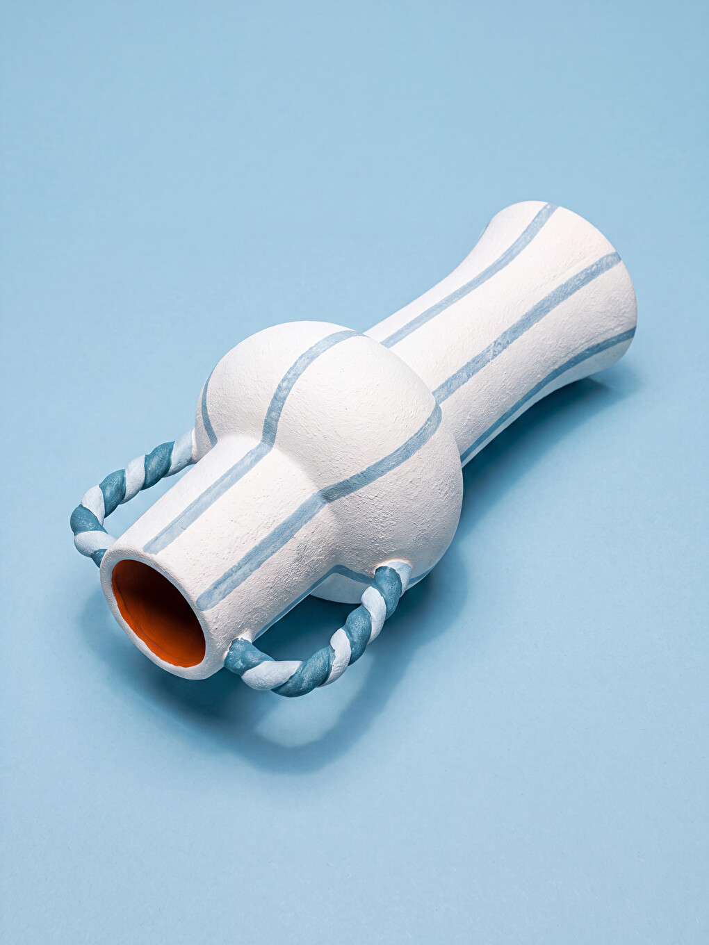 Mavi Çizgili Dekoratif Seramik Vazo 23 Cm-1