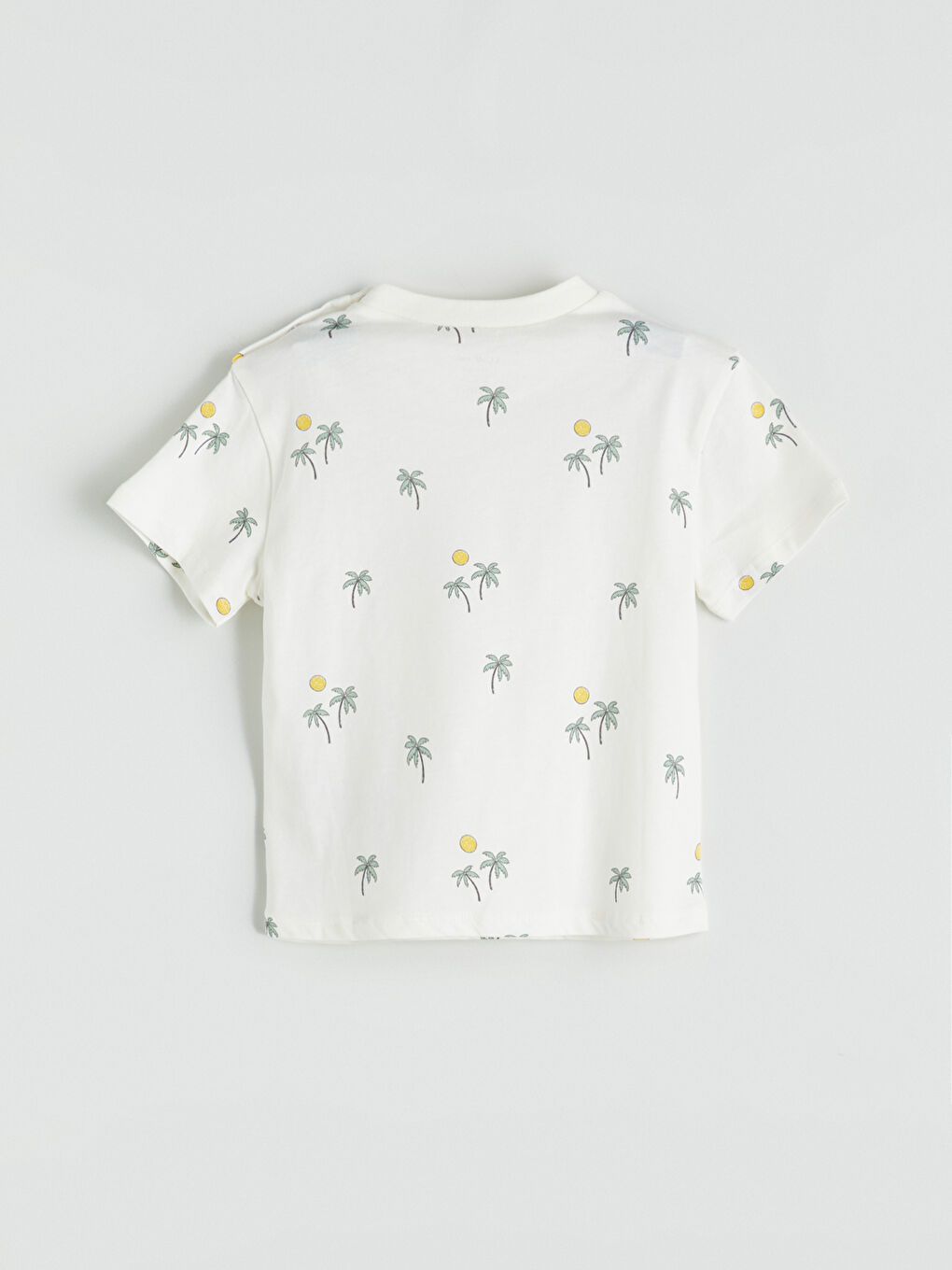 Ekru Bisiklet Yaka Baskılı Erkek Bebek Tişört-2