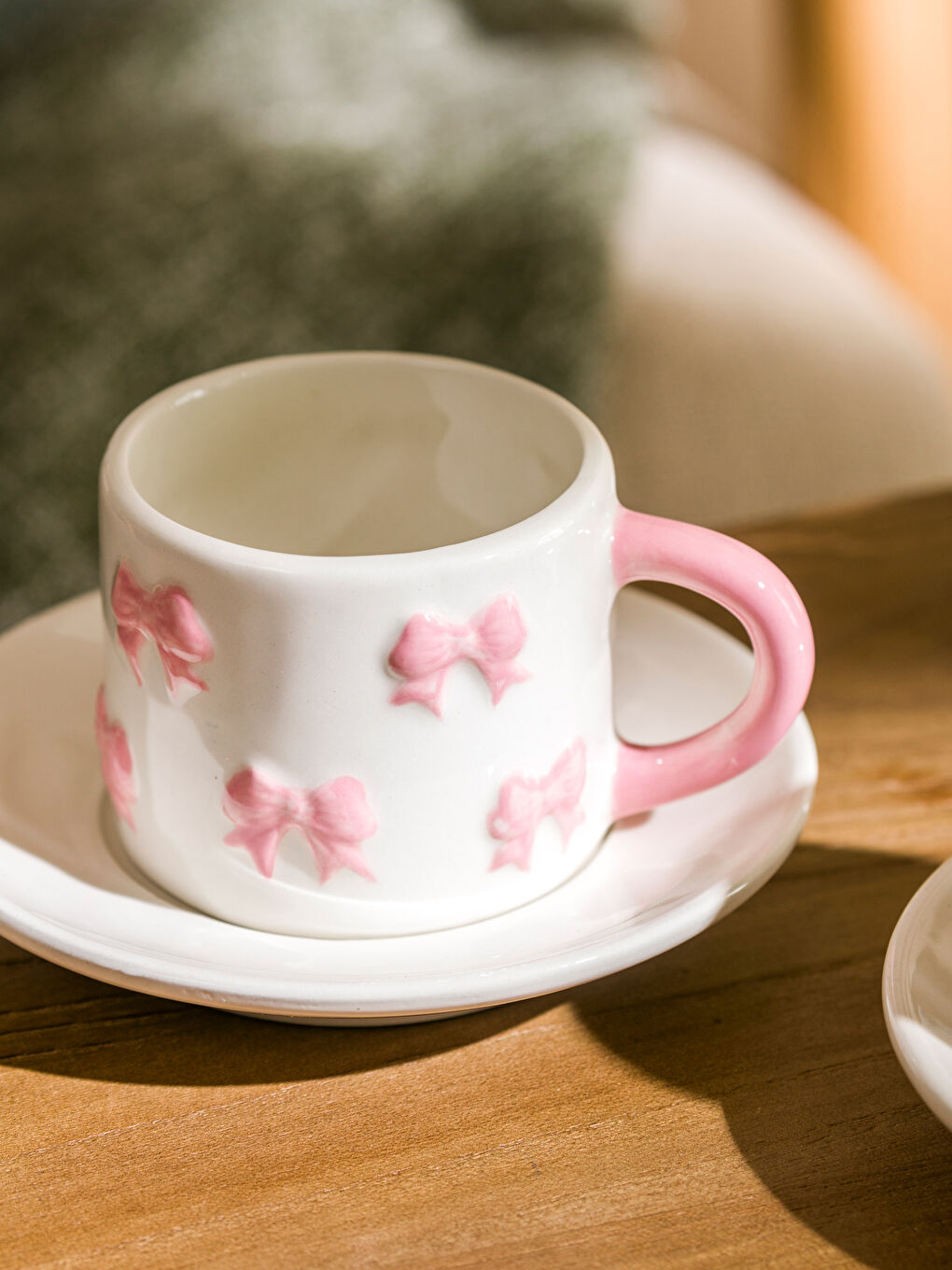 Pembe Fiyonk Baskılı 2 Kişilik Seramik Kahve Fincan Takımı 100 ml-1