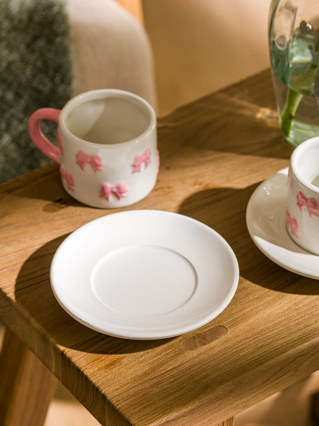 Pembe Fiyonk Baskılı 2 Kişilik Seramik Kahve Fincan Takımı 100 ml-2