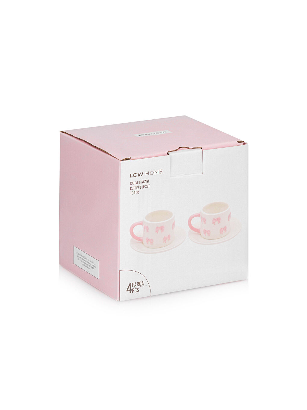 Pembe Fiyonk Baskılı 2 Kişilik Seramik Kahve Fincan Takımı 100 ml-3