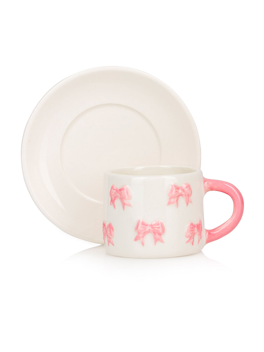 Pembe Fiyonk Baskılı 2 Kişilik Seramik Kahve Fincan Takımı 100 ml-4