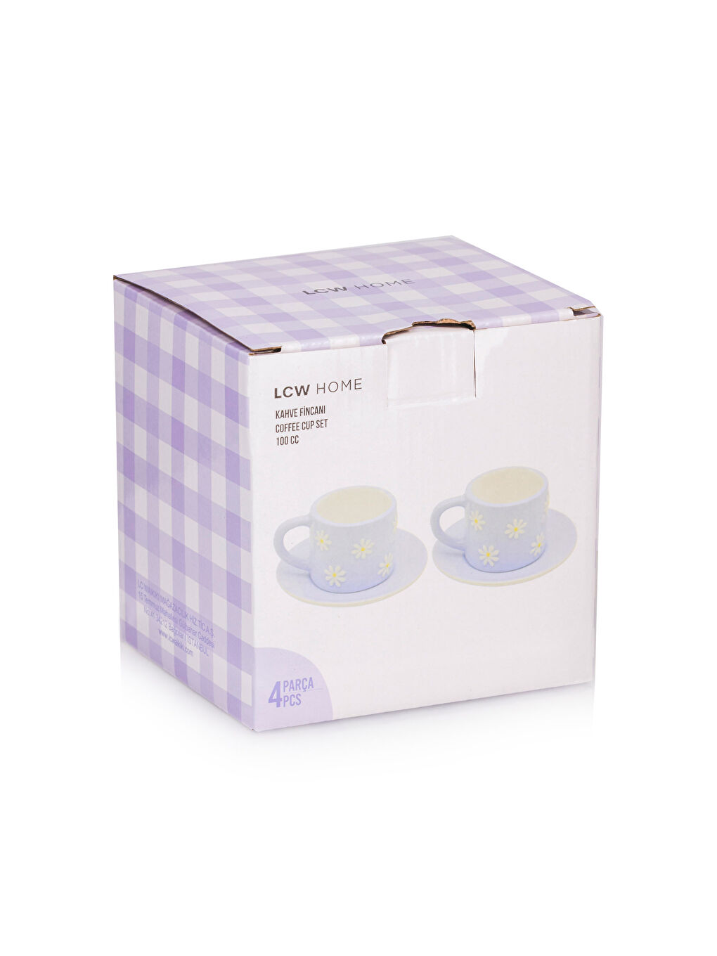 LCW HOME Lila Çiçek Baskılı 2 Kişilik Porselen Kahve Fincan Takımı 100 ml - 3