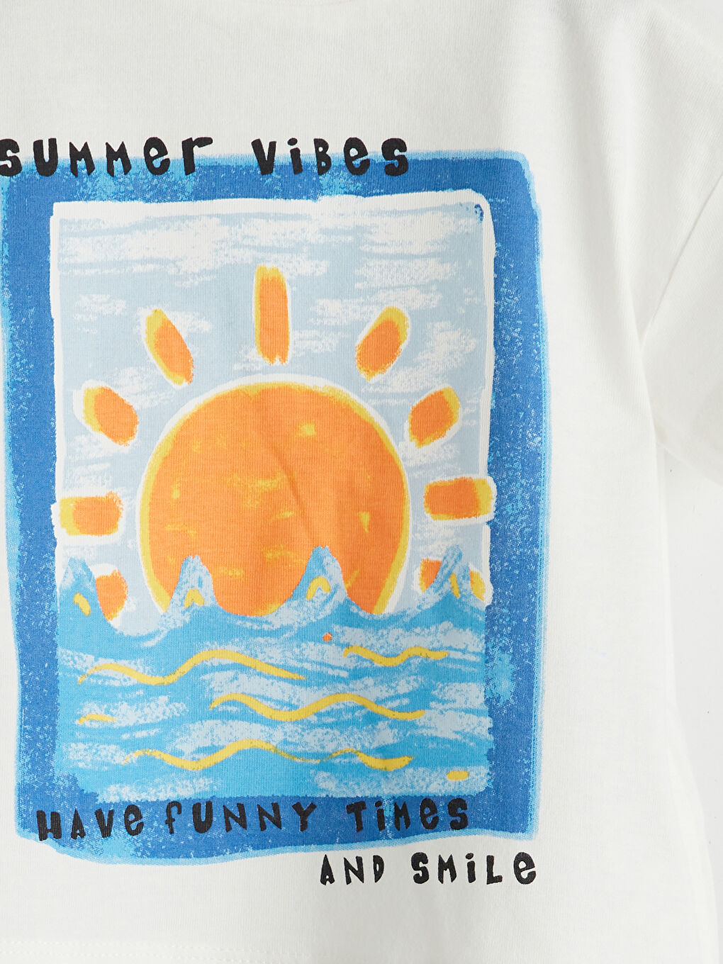 Ekru Bisiklet Yaka Baskılı Erkek Bebek Tişört-2