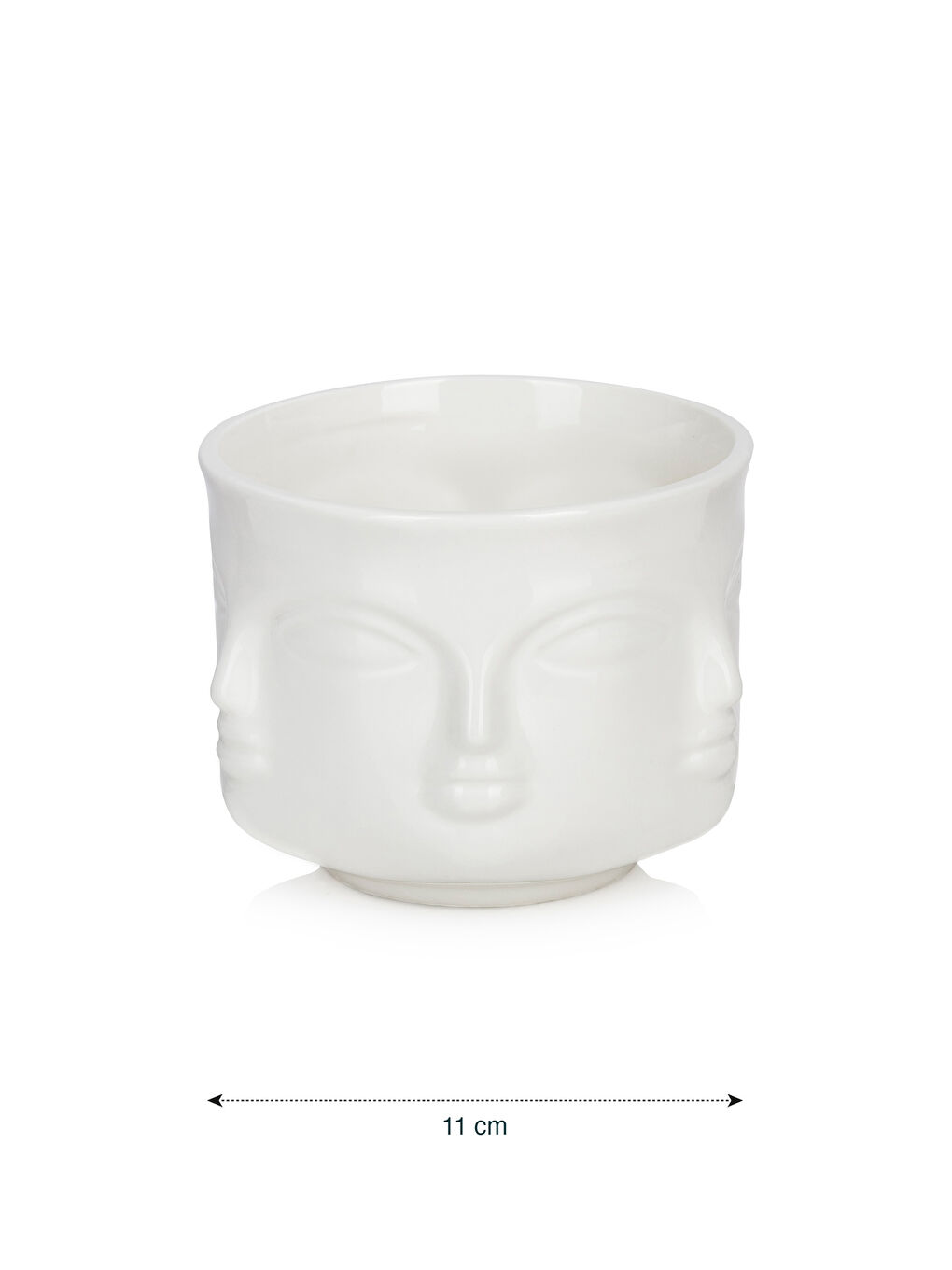 LCW HOME Ekru Yüz Desenli Porselen Mumluk 11 cm - 3