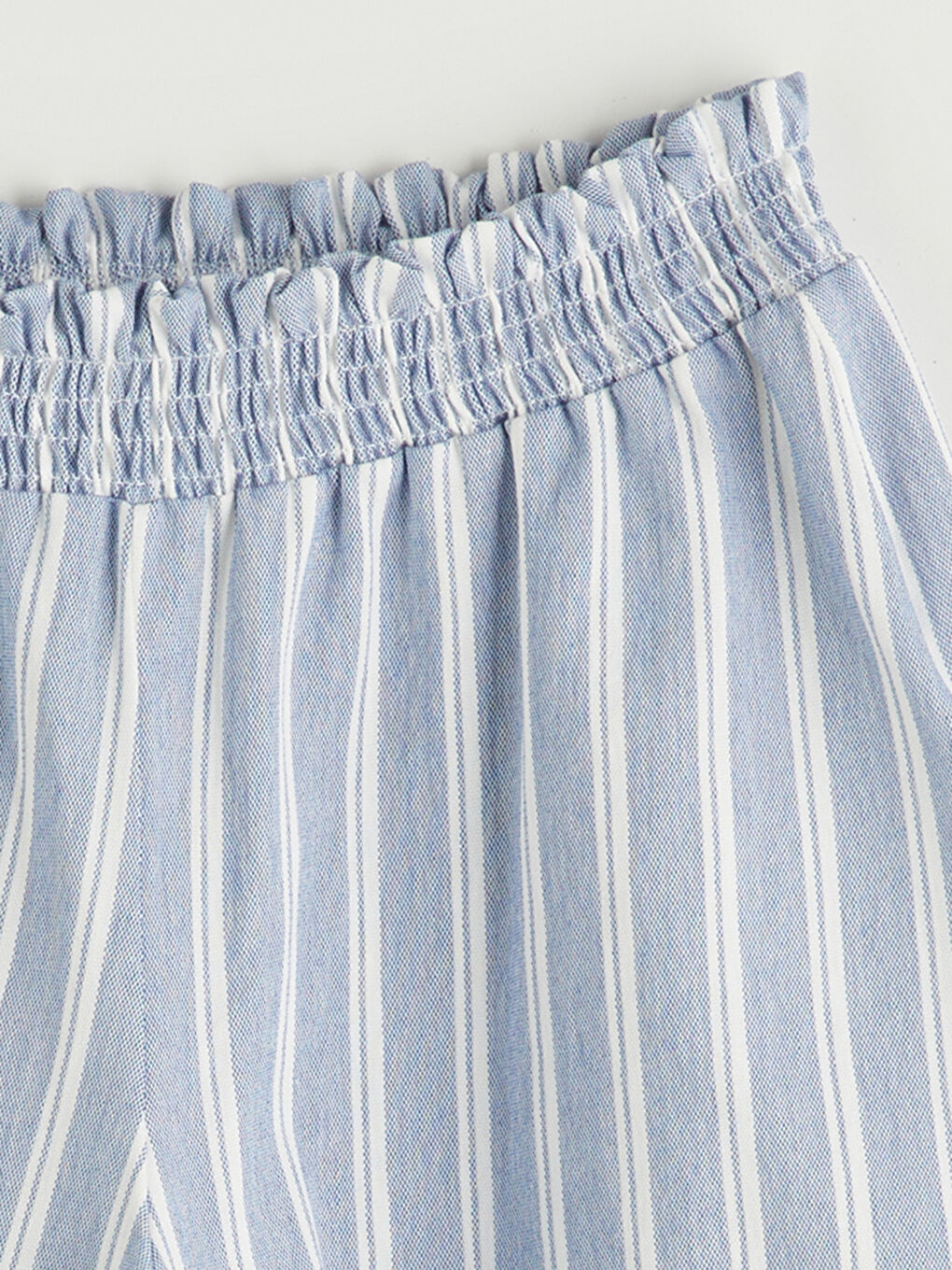 Mavi Beli Lastikli Çizgili Kız Çocuk Şort-1