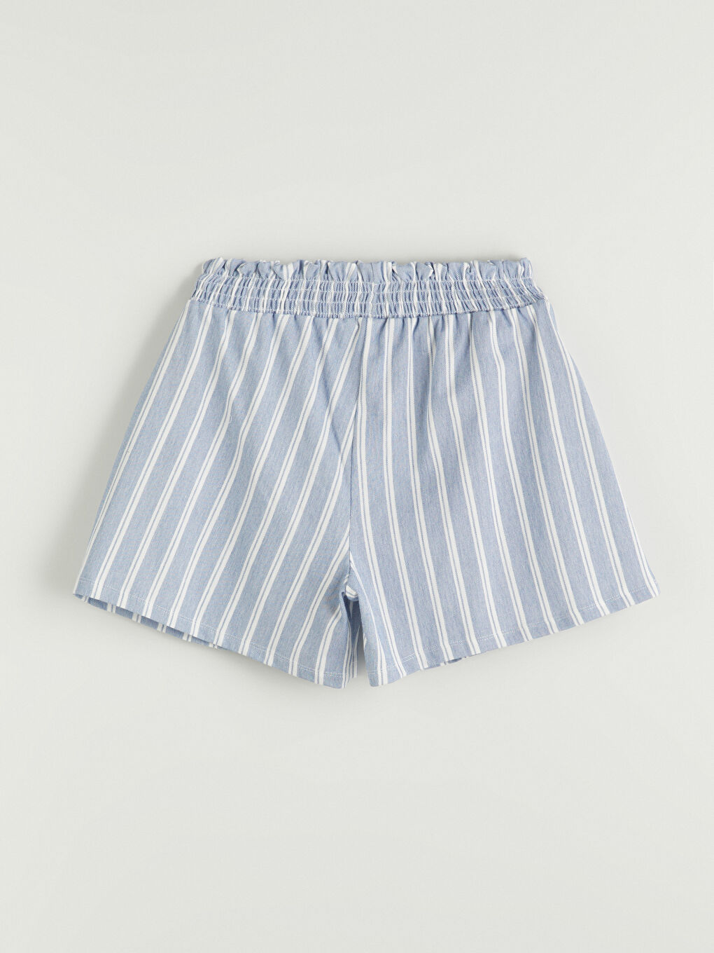 Mavi Beli Lastikli Çizgili Kız Çocuk Şort-2