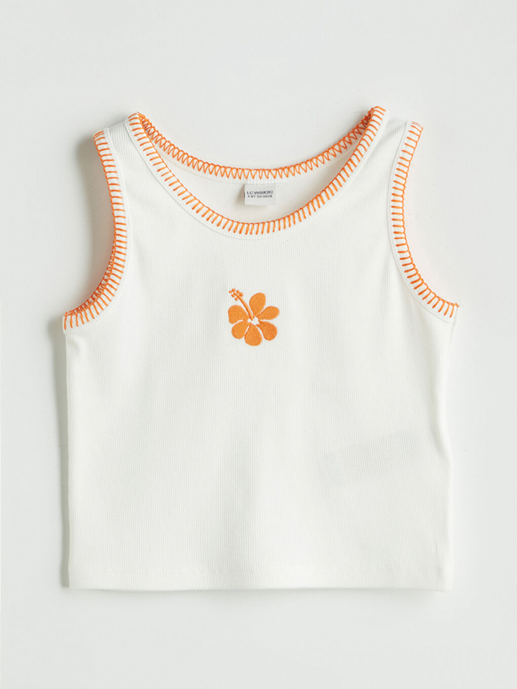 Ekru Bisiklet Yaka Çiçekli Kız Çocuk Atlet