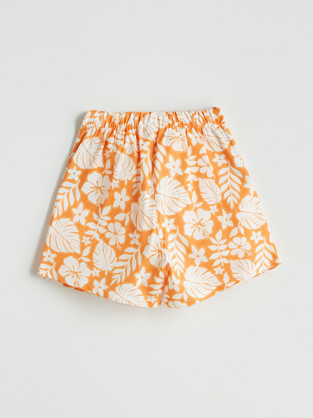 Turuncu Beli Lastikli Çiçekli Kız Çocuk Şort Etek-2