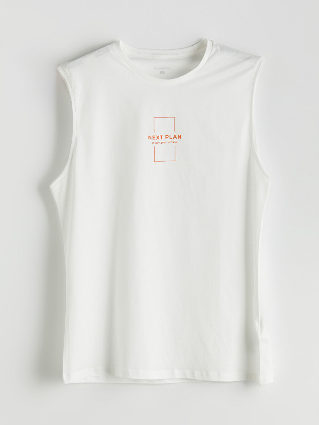 Ekru Bisiklet Yaka Baskılı Penye Erkek Pijama Üst