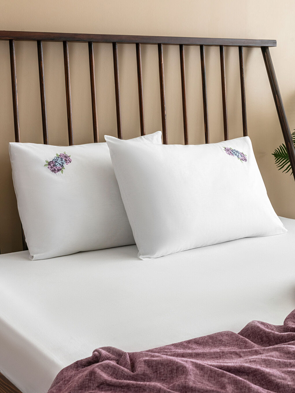 Flower Embroidered Cotton Pillowcase Set (2 Pcs) 50X70 Cm -S5GD75Z8-J5E