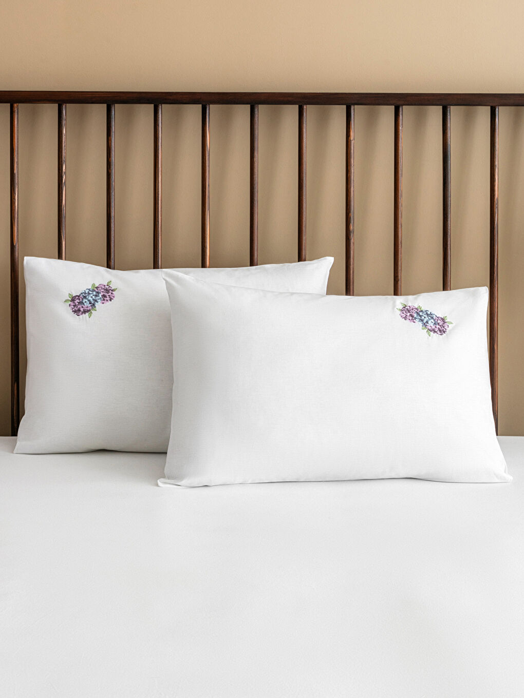 Flower Embroidered Cotton Pillowcase Set (2 Pcs) 50X70 Cm -S5GD75Z8-J5E