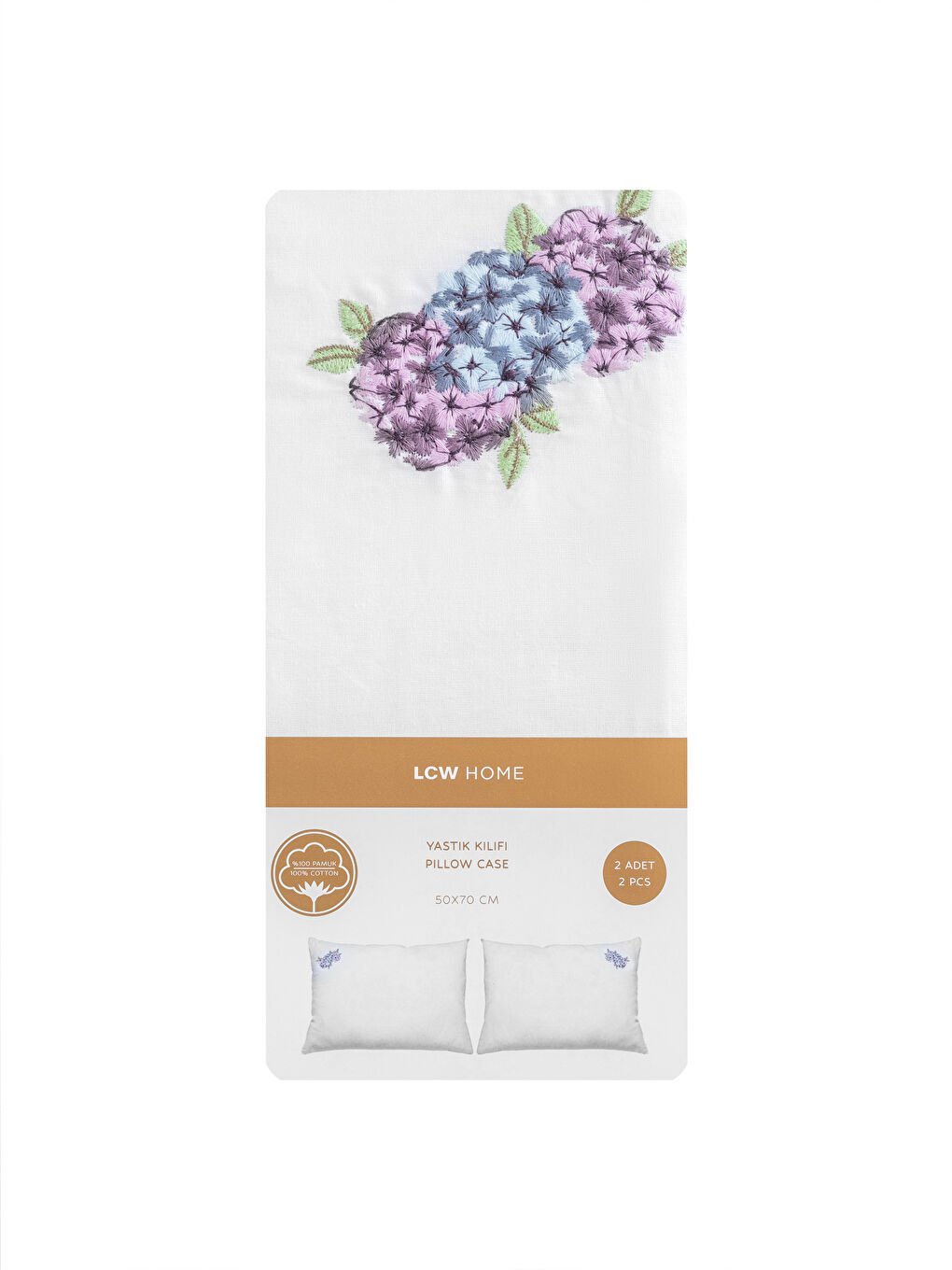 Flower Embroidered Cotton Pillowcase Set (2 Pcs) 50X70 Cm -S5GD75Z8-J5E