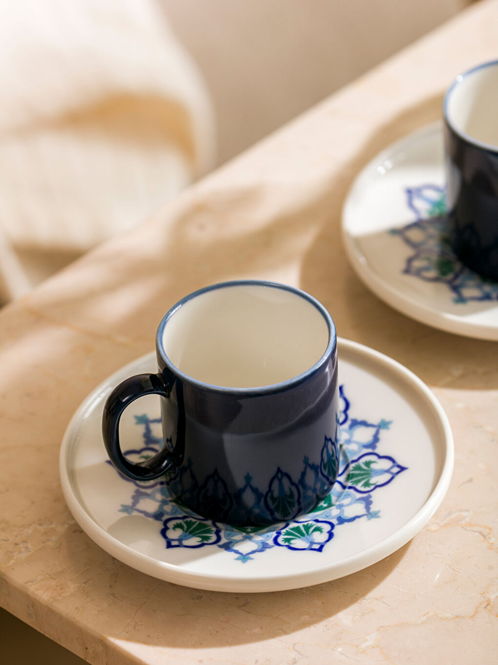 Mavi Baskılı Porselen 2 Kişilik Kahve Fincan Takımı 90 ml-1