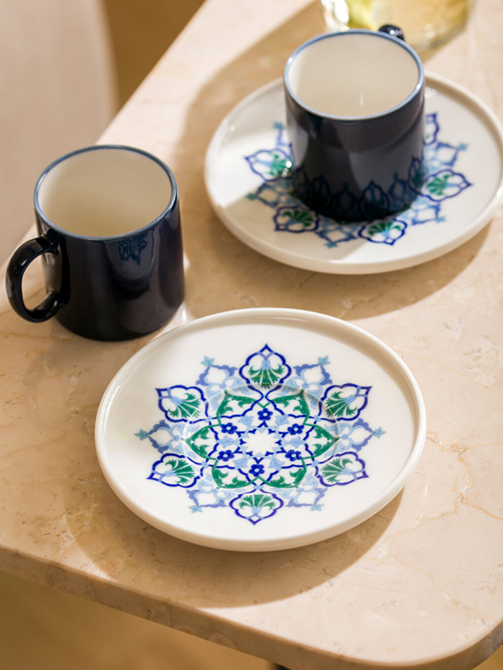 Mavi Baskılı Porselen 2 Kişilik Kahve Fincan Takımı 90 ml-2