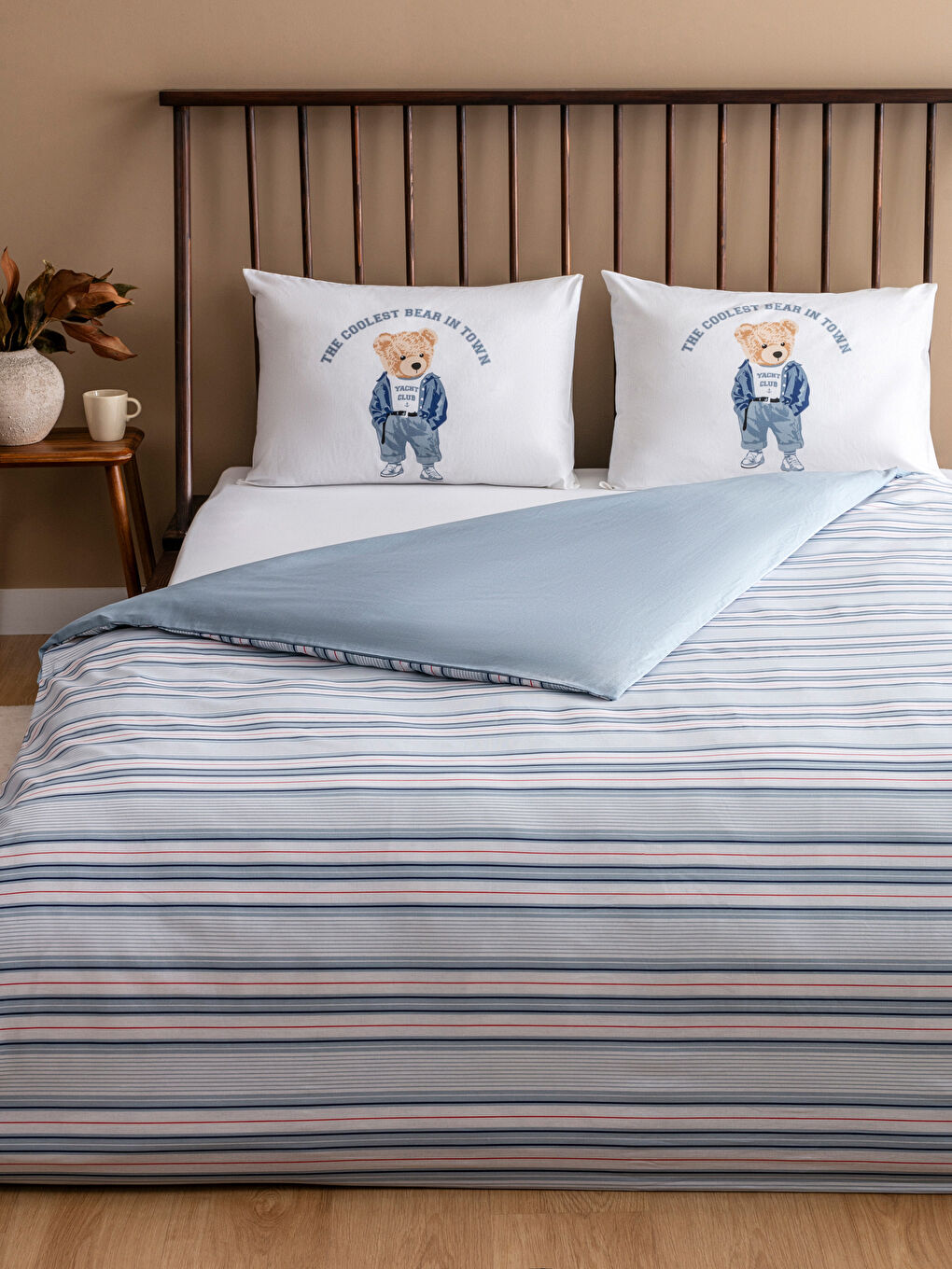 Teddy Bear Printed Double Duvet Cover Set -S5GH75Z8-F9C