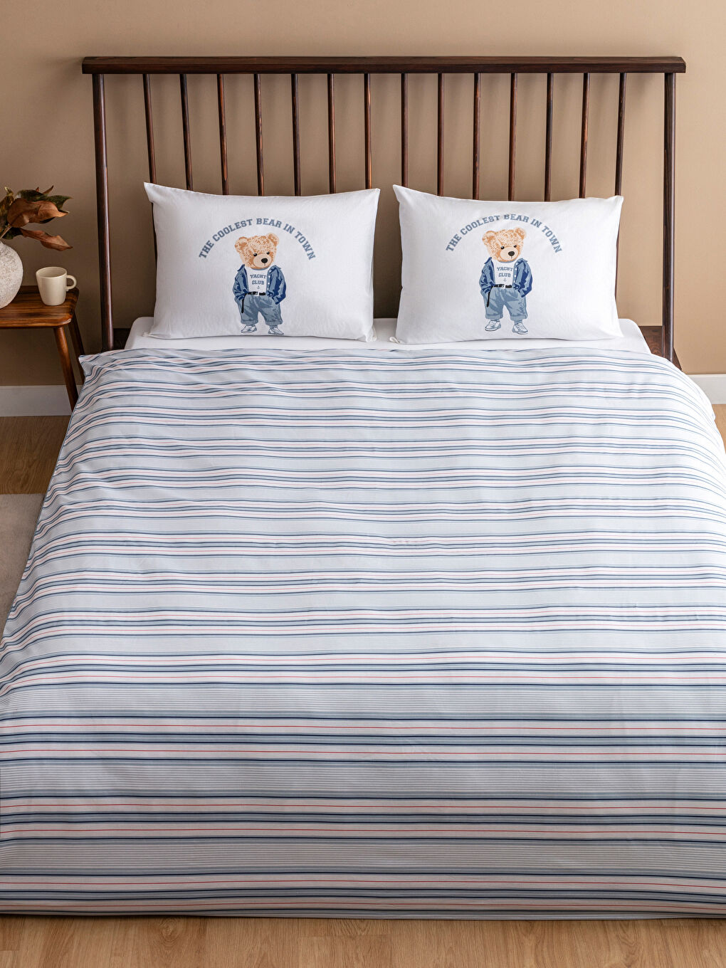 Teddy Bear Printed Double Duvet Cover Set -S5GH75Z8-F9C