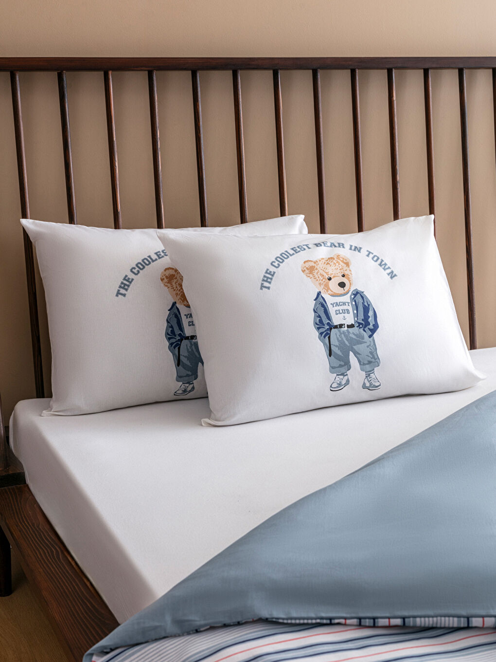 Teddy Bear Printed Double Duvet Cover Set -S5GH75Z8-F9C