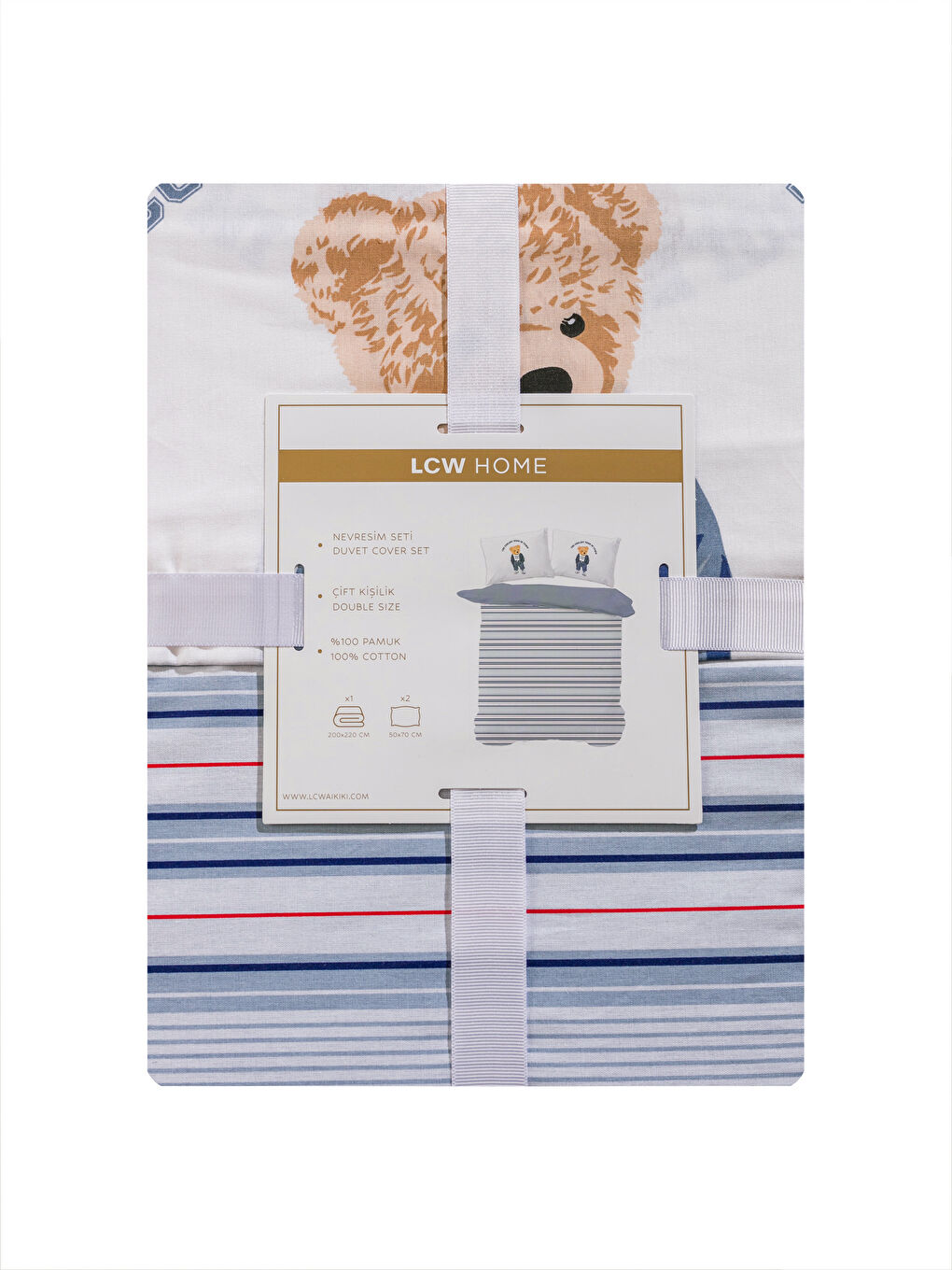 Teddy Bear Printed Double Duvet Cover Set -S5GH75Z8-F9C