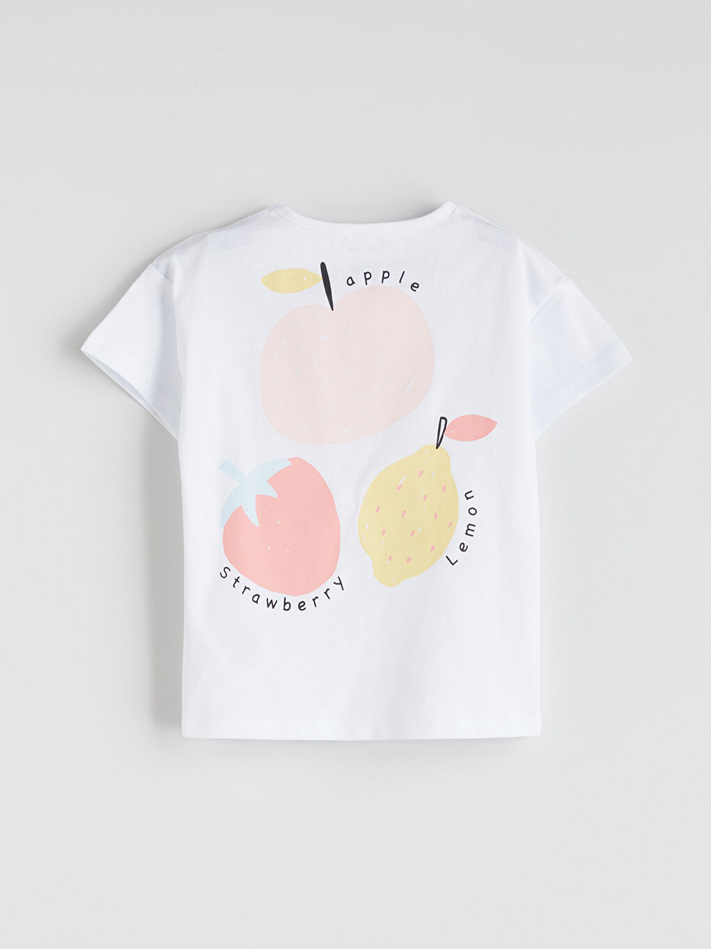 Beyaz Çilek Baskılı Kız Bebek Tişört-2