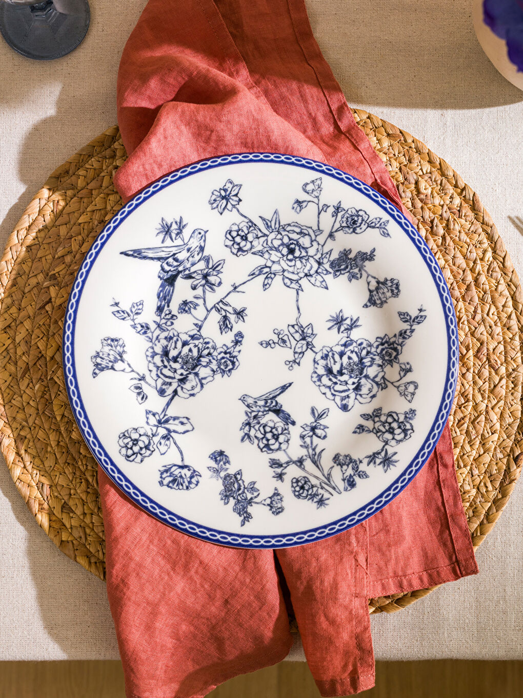 Mavi Desenli Porselen Yemek Tabağı 26 cm-1