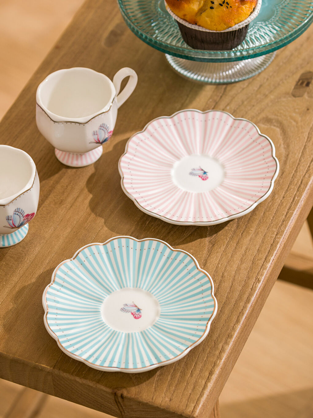 Karışık Kelebek Baskılı 2 Kişilik Porselen Kahve Fincan Takımı 80 Ml-3