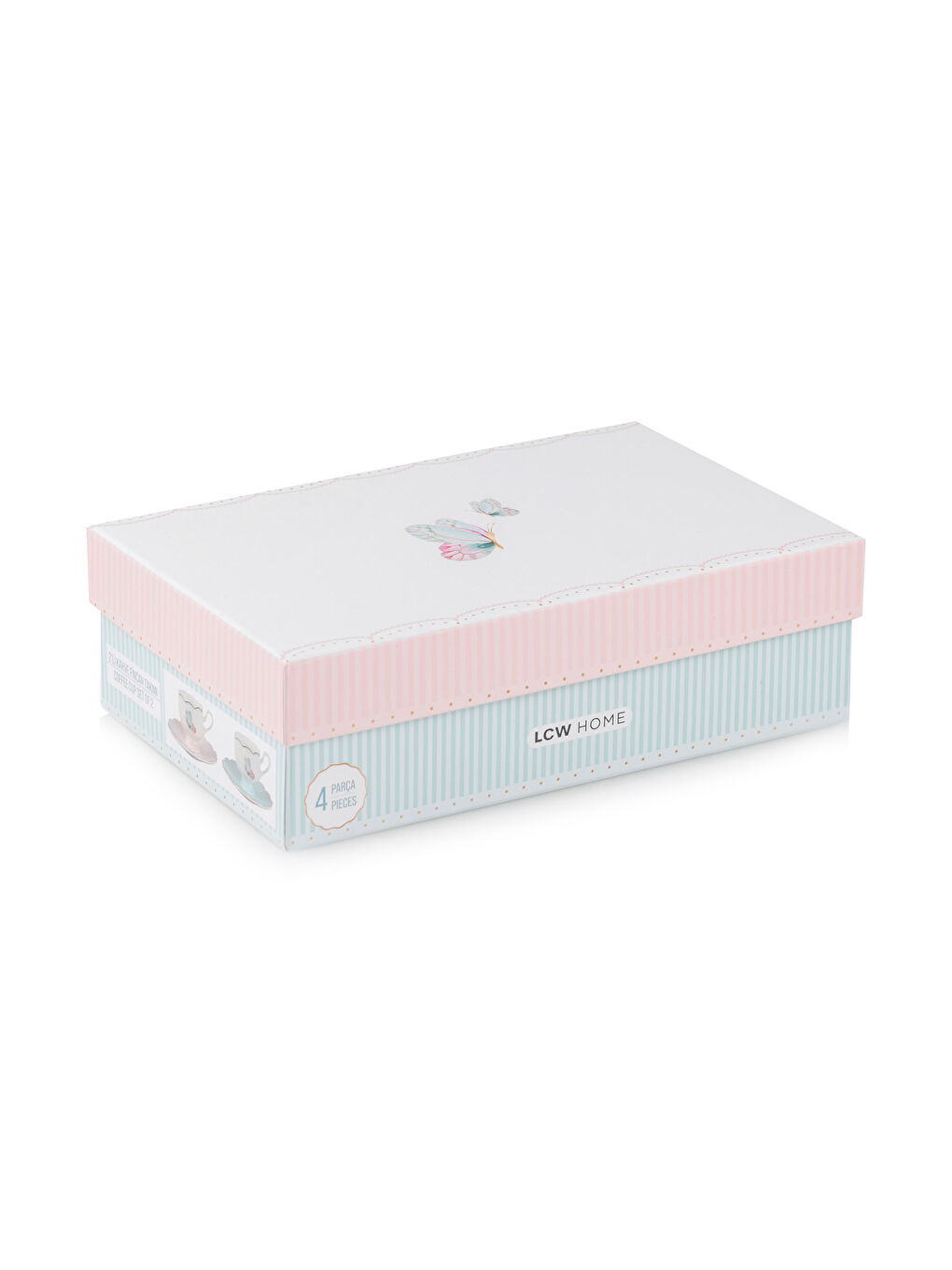 Karışık Kelebek Baskılı 2 Kişilik Porselen Kahve Fincan Takımı 80 Ml-4