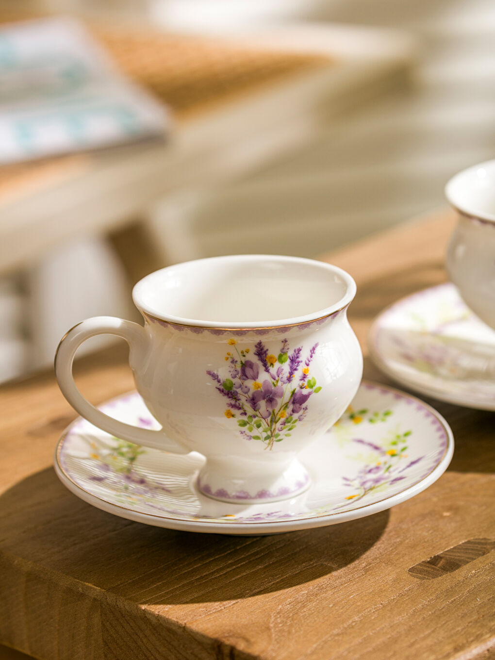 Karışık Çiçek Baskılı 2 Kişilik Kahve Fincan Takımı 90 ml-1