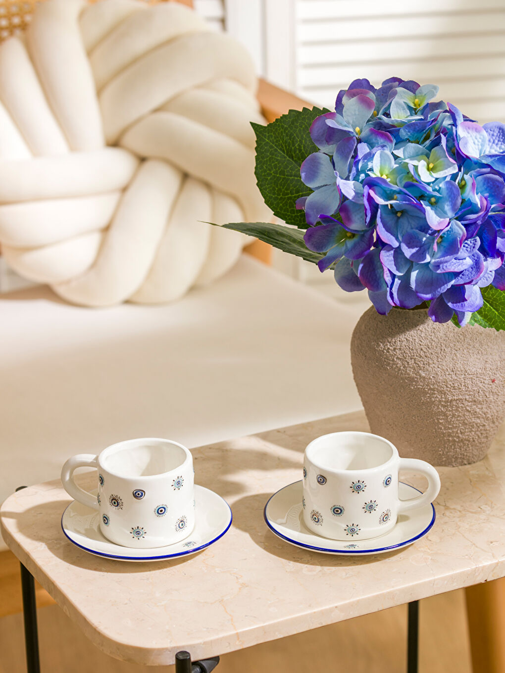 Eye Printed 2-Person Ceramic Coffee Cup Set 100 ml -S5GL65Z8-M0T