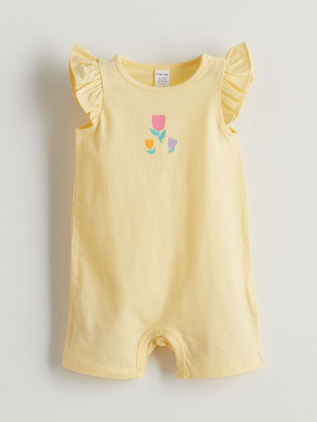 Sarı Bisiklet Yaka Çiçekli Kız Bebek Tulum