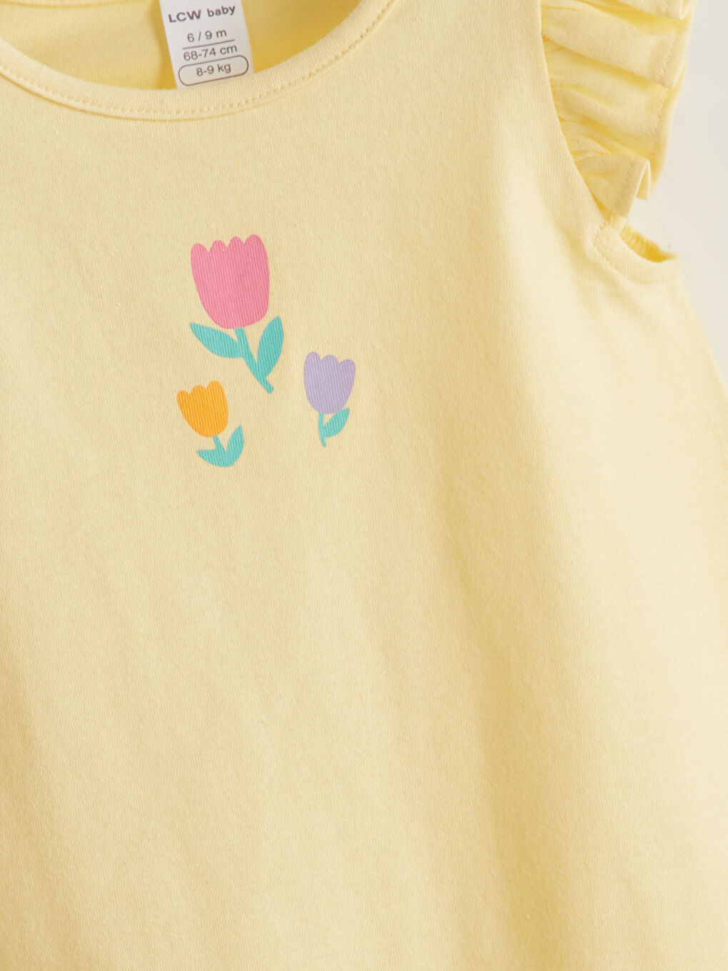 Sarı Bisiklet Yaka Çiçekli Kız Bebek Tulum-2