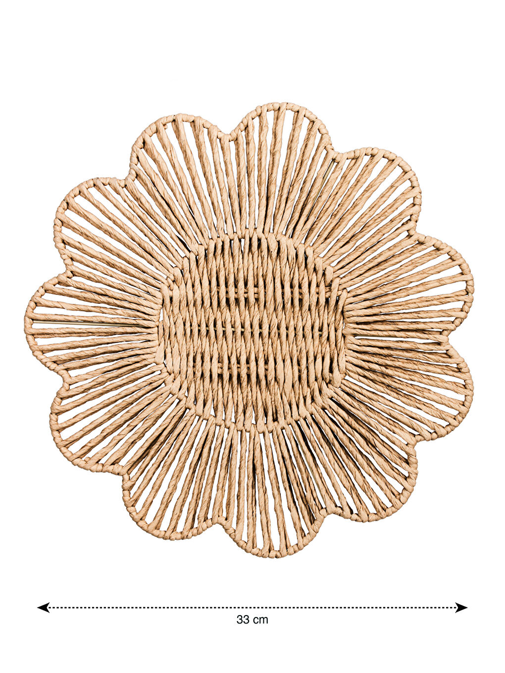 Bej Çiçek Desenli Hasır Supla 33 cm-2