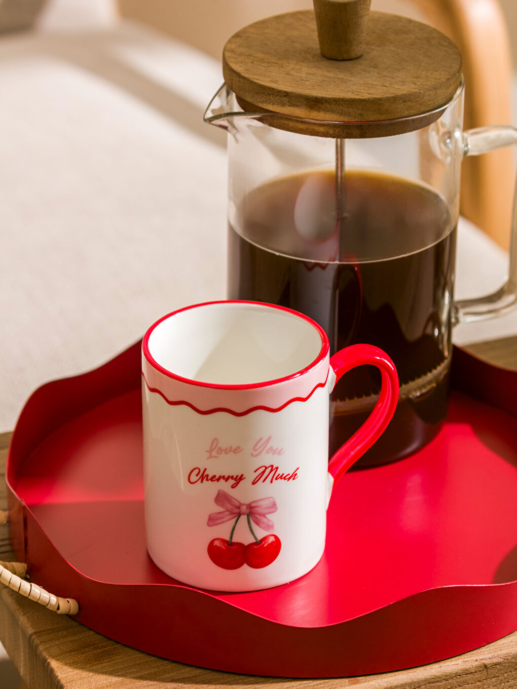 LCW HOME Šolja od porcelana sa štampanim trešnjama 320 ml -S5GO43Z8-LTQ
