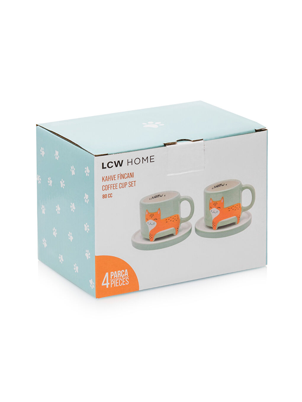 LCW HOME Karişik Kedi Figürlü 2 Kişilik Seramik Kahve Fincan Takımı 80 ml - 3