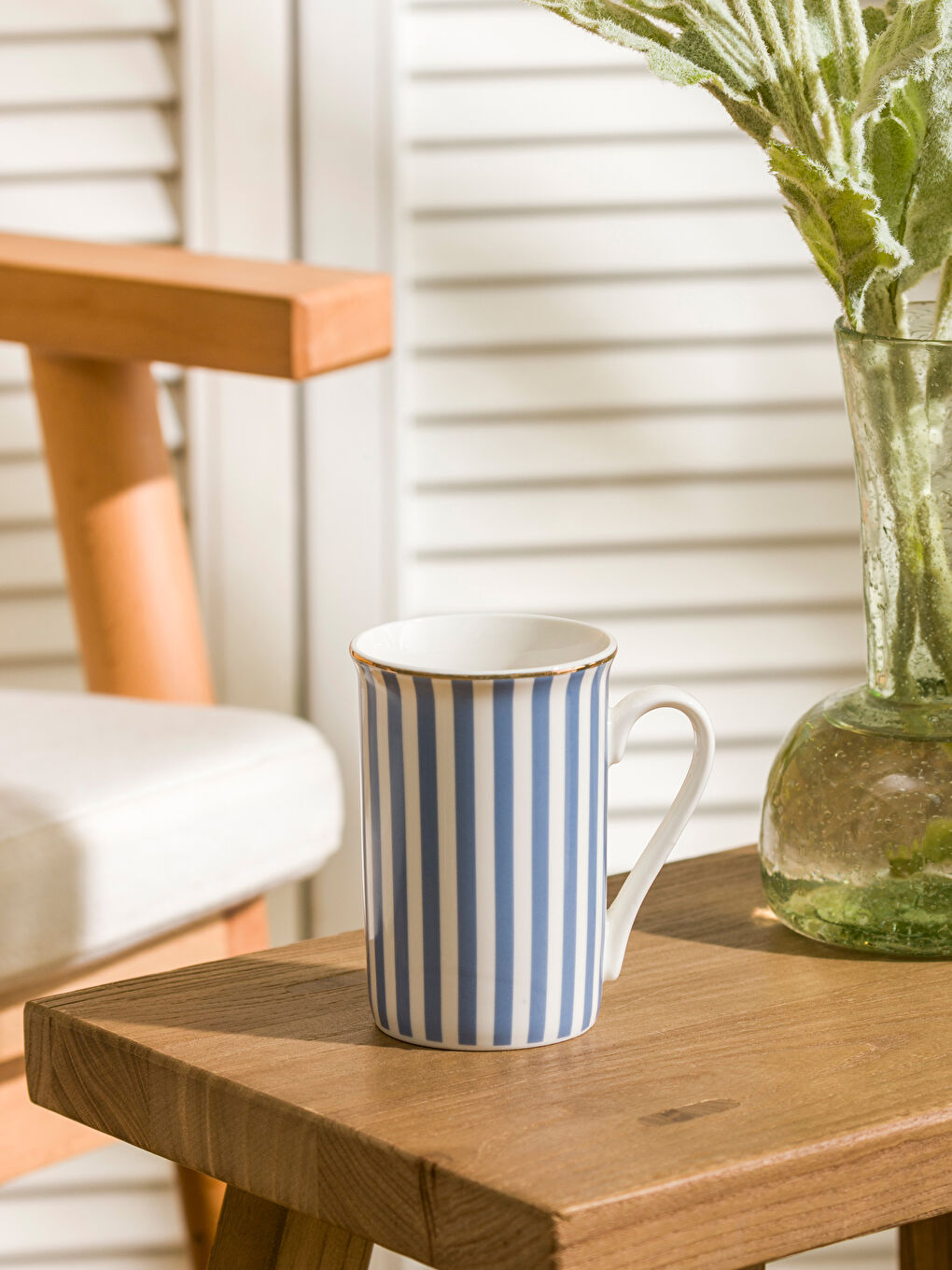 LCW HOME Mavi Çizgi Desenli Porselen Kupa 285 ml
