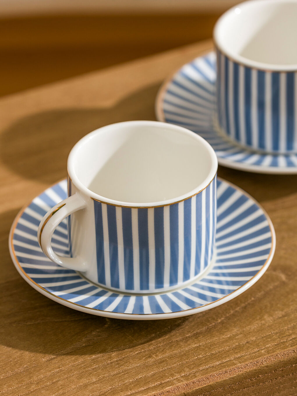 Mavi Çizgi Desenli 2 Kişilik Kahve Fincan Takımı 90 ml-1