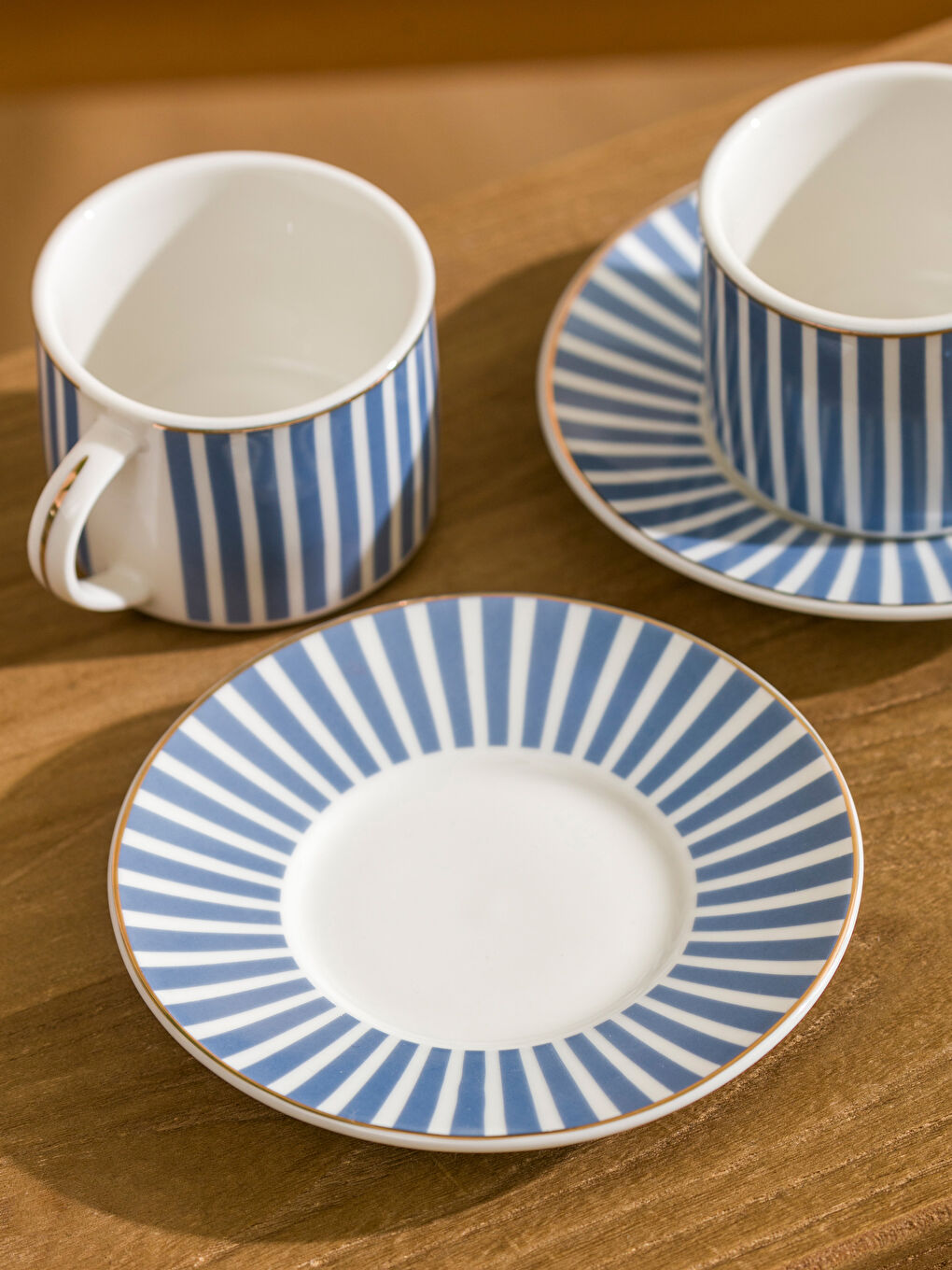 Mavi Çizgi Desenli 2 Kişilik Kahve Fincan Takımı 90 ml-2
