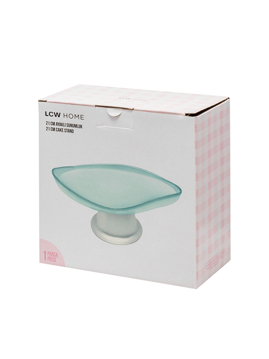 Turkuaz Ayaklı Cam Sunumluk 21 cm-3