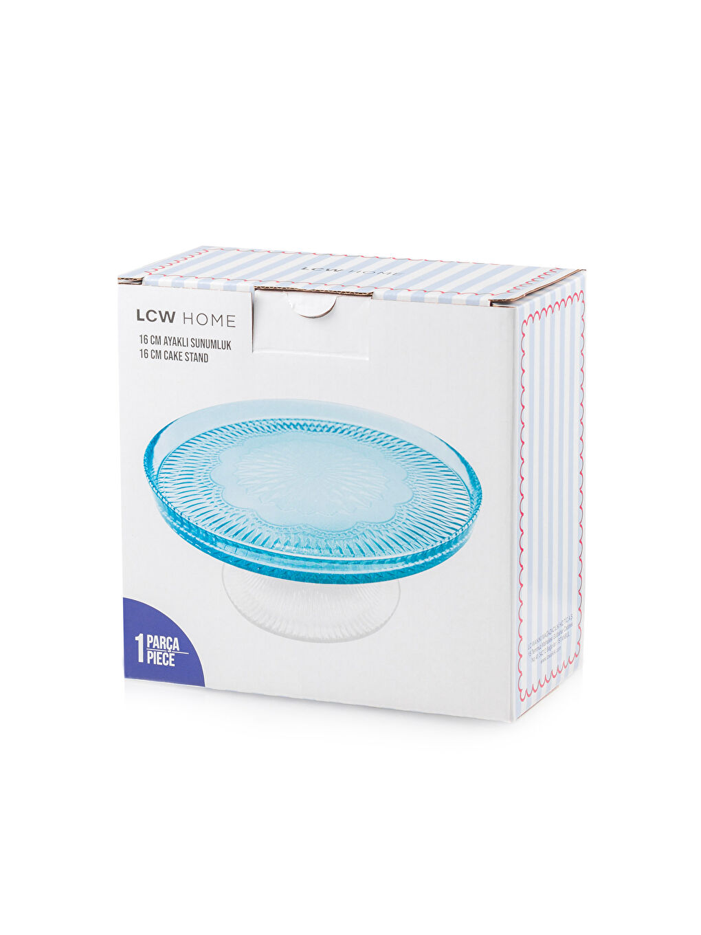 LCW HOME Turkuaz Dekoratif Cam Ayaklı Sunumluk 16 cm - 3