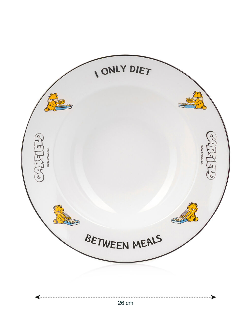 Beyaz Garfield Baskılı Seramik Salata Kasesi 26 cm-3