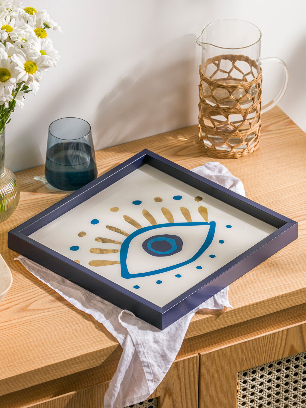 LCW HOME Karışık Göz Baskılı Dekoratif Tepsi 33x33 Cm - 1